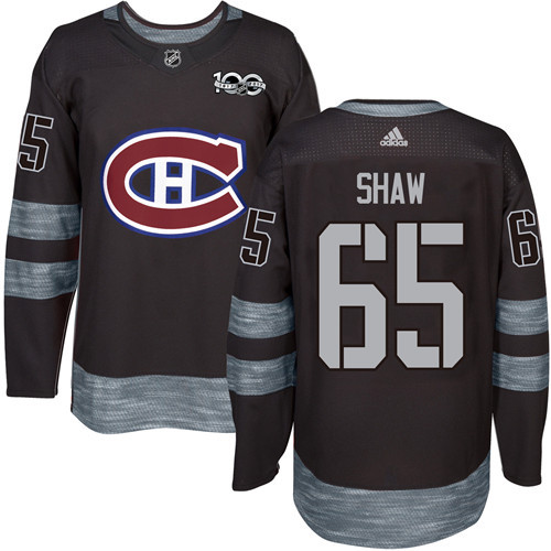 Adidas Canadiens #65 Andrew Shaw Black 1917-100th Anniversary Stitched NHL Jersey